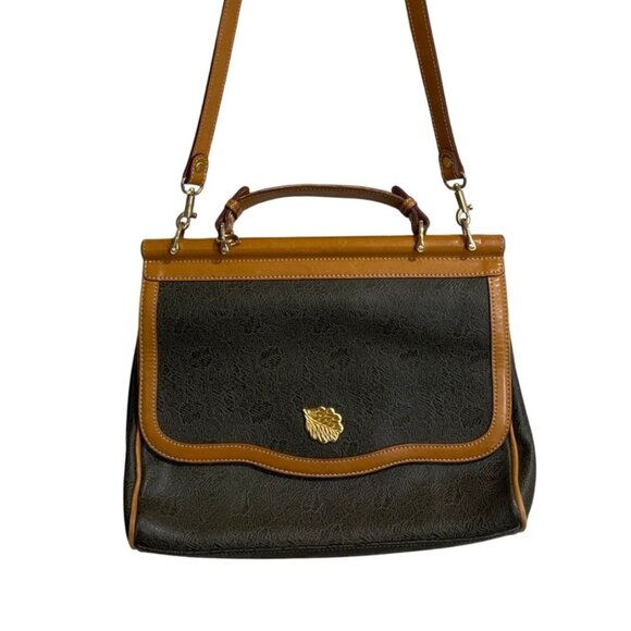 NINA RICCI Leaf Pattern 2-Way Shoulder Hand Bag PVC Leather Green Satchel - Picture 1 of 9